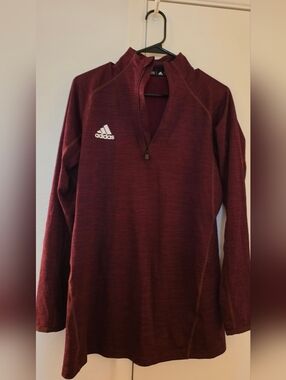 adidas Burgundy Half-Zip Athletic Pullover